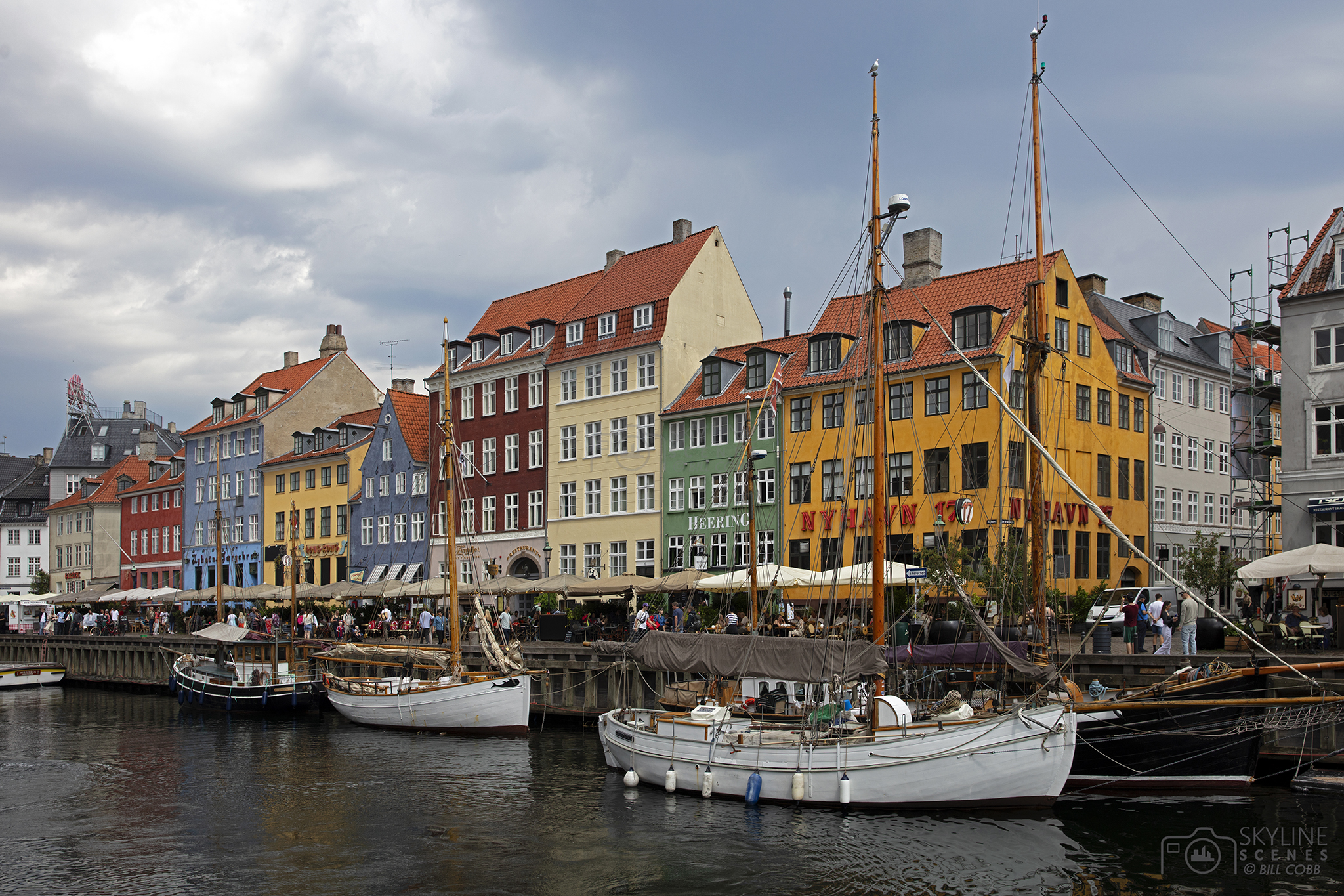Nyhavn district in Copenhagen images for sale by Skylinescenes.